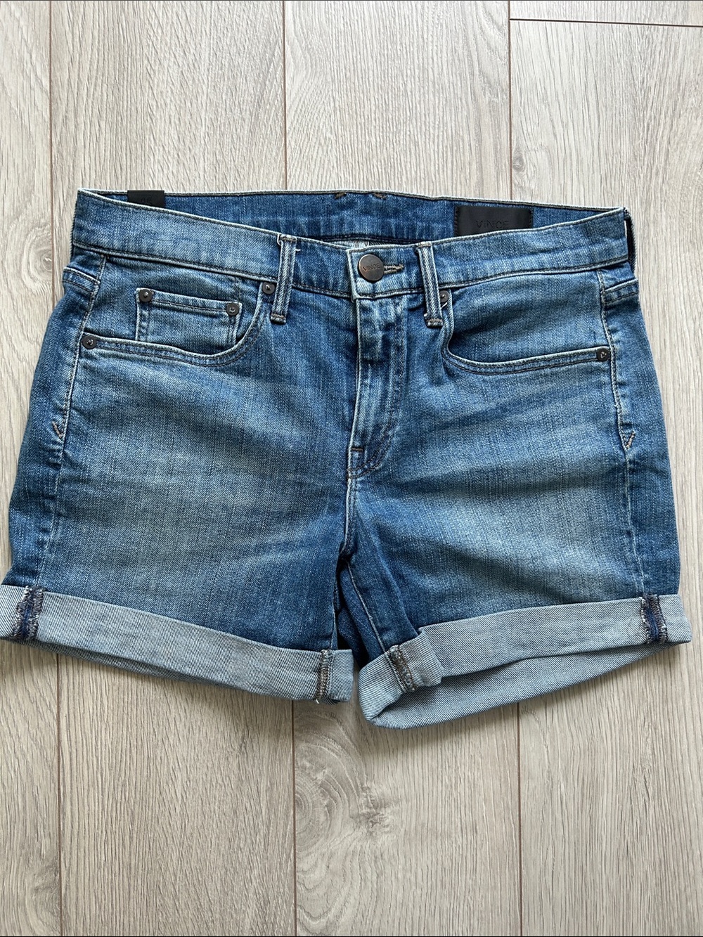 Vince Mason Blue Denim Roll-Cuff Women's Shorts